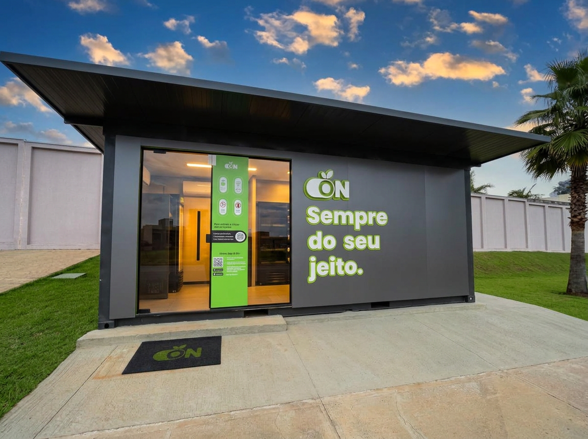 Módulo container ON self store instalado em um condomínio